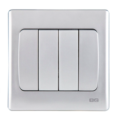 British General BG SILVER Neo Slimline 10A 4 GANG 2 WAY Rocker Switch ( PCSL44W)